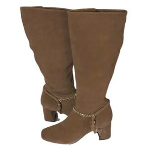NEW Brown Boots Sanctuary 9.5 Faux Suede Tan Camel Tan Brown Knee High Vegan